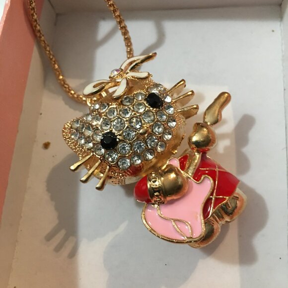 Hello Kitty Costume Jewelry Necklace - Kitty Playing Guitar Drawer 2 0 - Picture 2 of 4